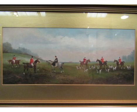 PHILIP RIDEOUT (1860-1920): An oil on board of hunting scene with hounds, signed and dated 1899 bottom right, framed and glaz