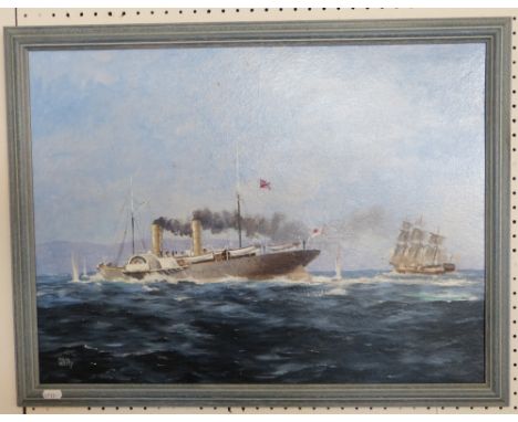A Colin Verity oil sketch, the blockade runner