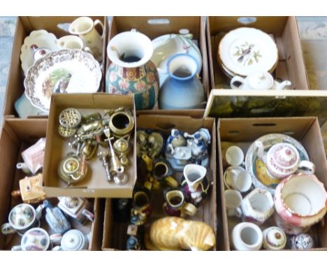 Miscellaneous ceramics including novelty teapots and others, Laurel and Hardy figures, toby jugs, figurines, vases, collector