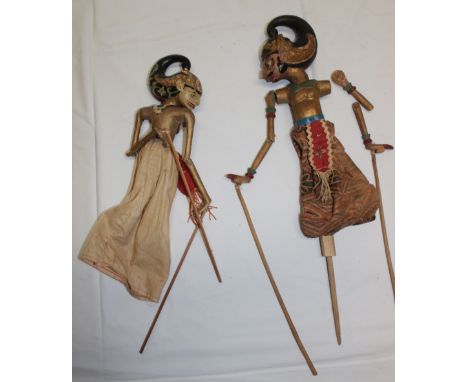 Two Malaysian carved and painted wood puppet figures