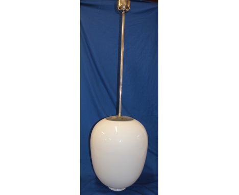 A good quality 1930's/1940's chromium-plated hanging pendant light with large 24" opaque glass shade, 60" high overall