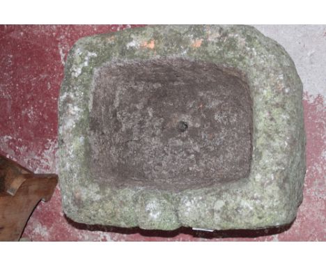 An old Cornish weathered granite rectangular trough, 17" x 15"