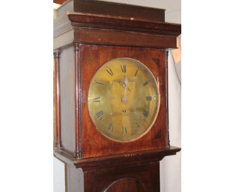 A 19th century longcase clock by E. Matthews of Exeter with 12" brass circular dial and 30-hour movement in polished mahogany