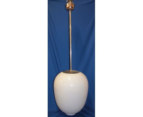 A good quality 1930's/40's chromium-plated hanging pendant light with large 24" opaque glass shade, 60" long overall