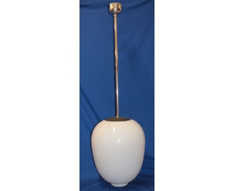 A good quality 1930's/40's chromium-plated hanging pendant light with large 24" opaque glass shade, 60" long overall