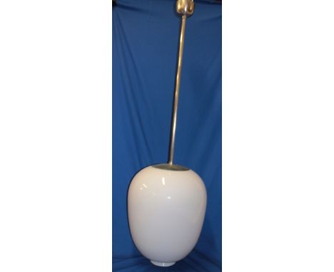 A good quality 1930's/40's chromium-plated hanging pendant light with large 24" opaque glass shade, 60" long overall