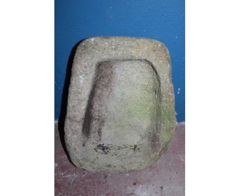 An old Cornish weathered granite rectangular garden trough, 20" x 16"