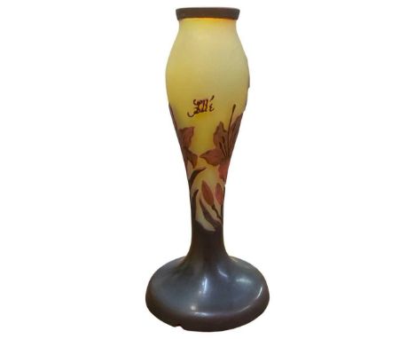 A Large Galle Style Glass Lamp Base (no shade)29cm heightQty: 1