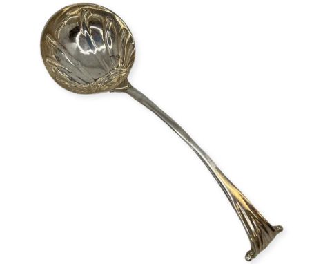 Georgian Silver Sauce Ladle. 54 g. London c 1780. Scroll end to terminal. Fluting decoration to bowl of ladle.Length 17.5 cms