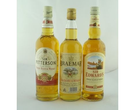 SIR PITTERSON Finest Scotch Whisky, 40% vol., 1 x bottle SIR EDWARDS'S Finest Scotch Whisky, 40% vol., 1 x bottle BRAEMAR Old