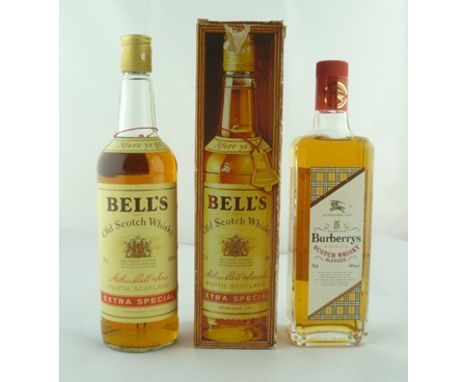 BURBERRY'S Premium Scotch Whisky, aged 5 years, 40% vol., 1 x bottle BELL'S Old Scotch Whisky, 40% vol., 1 x 75cl bottle, box