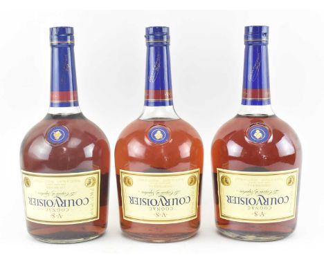 Courvoisier V.S Le Cognac de Napoleon. Three optic / pub bottles of Courvoisier V.S cognac. 150cl each. 40% vol. each. All se