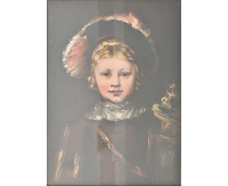 After Rembrandt van Rijn (Dutch school, 1609-1669) - Portrait of the Artist's Son Titus - a vintage 20th century oil on canva