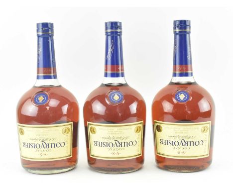 Courvoisier V.S Le Cognac de Napoleon. Three optic / pub bottles of Courvoisier V.S cognac. 150cl each. 40% vol. each. All se