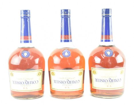 Courvoisier V.S Le Cognac de Napoleon. Three optic / pub bottles of Courvoisier V.S cognac. 150cl each. 40% vol. each. All se