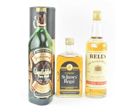 Three bottles of Old Scotch Whisky. The lot to include a Glenfiddich Pure Malt Scotch Whisky, 75cl, 86% U.S Proof in original