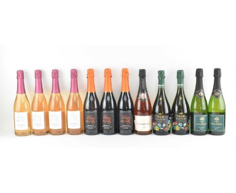 An assortment of twelve prosecco &amp; brut sparkling wine bottles. The lot to include two Pignoletto Cavicchioli U &amp; fig