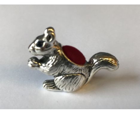 Sterling silver pin cushion in the form of a squirrel