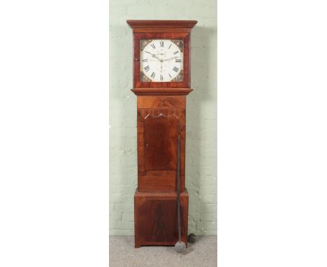 A mahogany cased flat topped single weight longcase clock, with Roman Numeral markers to the dial and face stamped for Holdsw