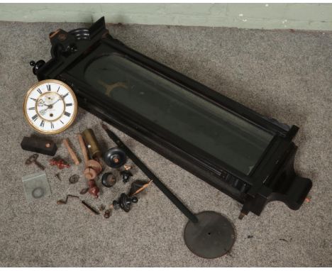 A 19th century Gustav Becker ebonised wall clock for restoration. The dial marked for W Potts &amp; Sons, Paris.  