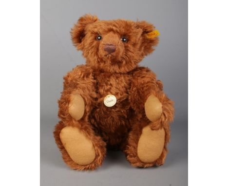 A Steiff Classic replica mohair teddy bear, with gold button in ear (004513) and tilt growler. Sat height: 35cm.  