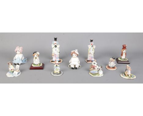 A collection of Italian Zampiva ceramic figures, including clown and girl figures. All signed to base, some stamped 'Made in 