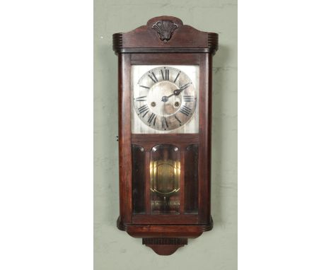 A HAC Hamburg American Clock Co oak cased wall/cottage clock.  