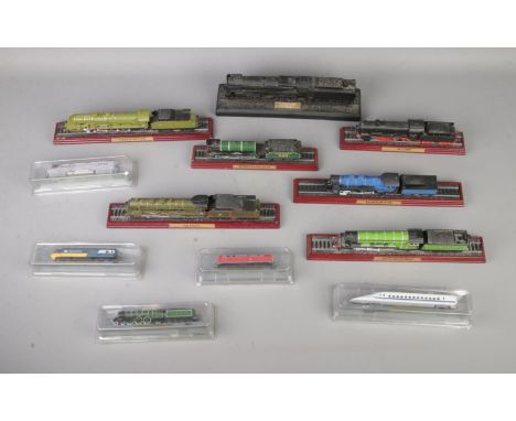 A collection of display model locomotives to include several boxed Del Prado examples and coal made model.  