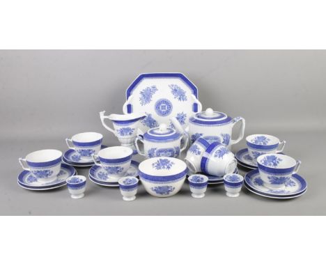 A Copeland Spode New Stone tea service in the 'Spodes Fitzhugh' design. Contains teapot, milk jug, sugar bowl, cups and sauce