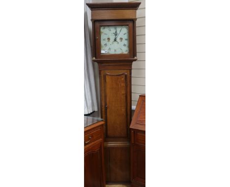 An early 19th century oak thirty hour longcase clock, signed Monkhouse, Carlisle, H.202cm