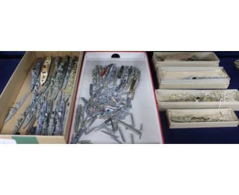 A collection of World War II model battleships