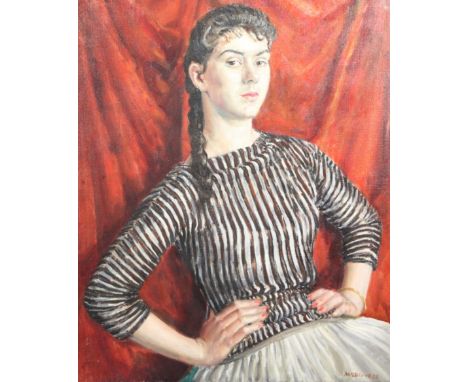 Bernard Hailstone (1910-1987)oil on canvasHalf length portrait of a seated womansigned and dated '5676 x 64cm, unframed