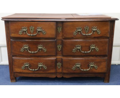 A late 18th century French chestnut commode, W.131cm