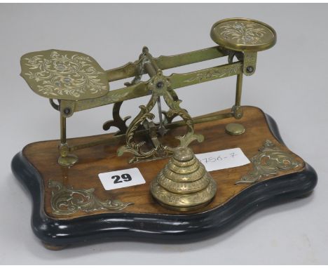 A set of Victorian brass mounted postal scales
