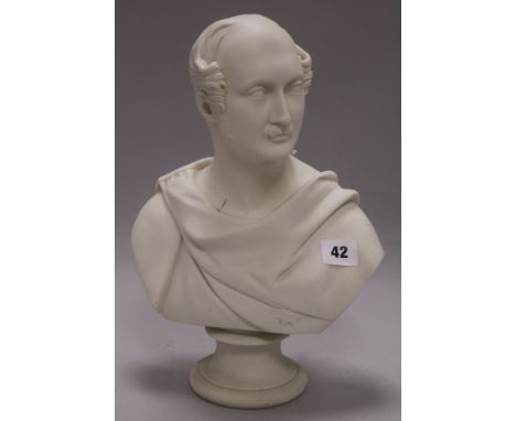 A Parian bust of Prince Albert by E. J. Jones, with W. H. Kerr, Worcester blue printed stamp verso