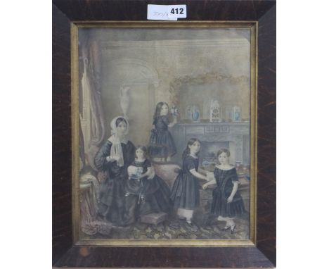 Victorian schoolWatercolourFamily portrait37 x 29cm