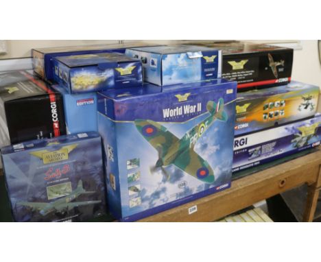 A collection of Corgi Aviation Archive models including Mosquito FBVT, Battle Britain Memorial Flight and three smaller model