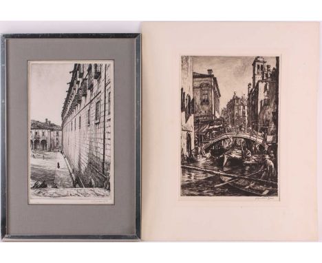Sir David Muirhead Bone (1876 – 1953), The Convent of St Payo – Santiago de Compostela, Spain, etching, 4th state, signed in 