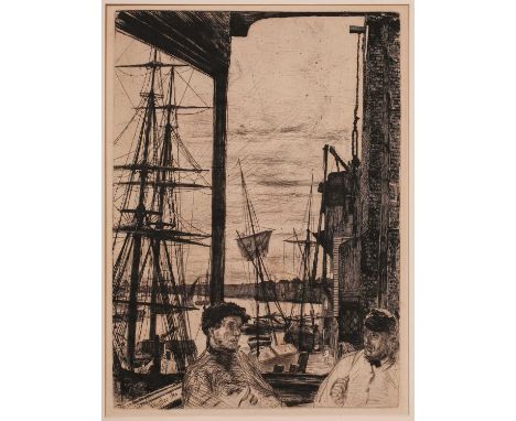 James Abbot McNeill Whistler (1834 - 1903), Rotherhithe, original etching, signed &amp; dated within the plate 1860, Kennedy 