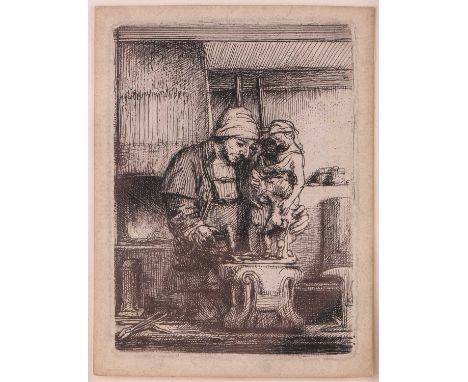 Rembrandt Harmensz Van Rijn (1606 – 1669), The Goldsmith, etching, circa 1665, Hind 285, Bartsh 123, plate 7.5cm x 6cmThe col