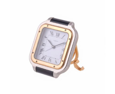 Must de Cartier, Santos, Ref. 7508,Bi-colour travel alarm clock, no. 01877Movement: Quartz alarm movementCase: Stainless stee
