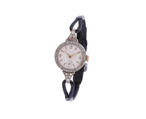 Unsigned,Lady's 18 carat gold and diamond cocktail watch, circa 1919Movement: Swiss manual wind, 17 jewelsCase: 18 carat gold