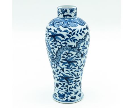 Decorated with dragon, Kangxi mark, 27 cm. tall. 