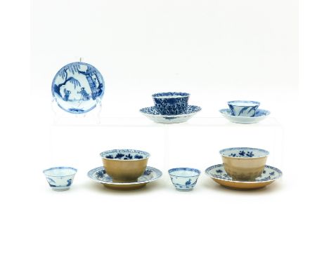 Including 6 cups and 5 saucers, largest saucer is 13 cm. in diameter, in diverse conditions.