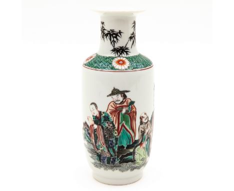 Depicting Chinese figures, Kangxi mark, 22 cm. tall. 
