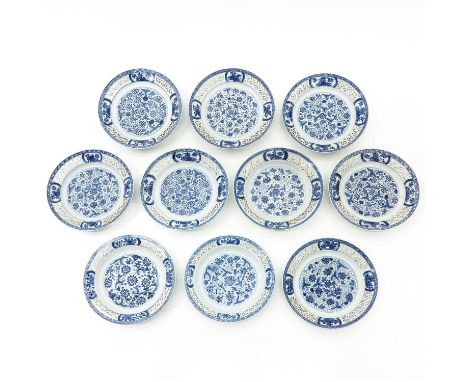 Kangxi Mark and Period, blue and white floral decor, 18th Century, 21 cm. in diameter, chip and hairline.