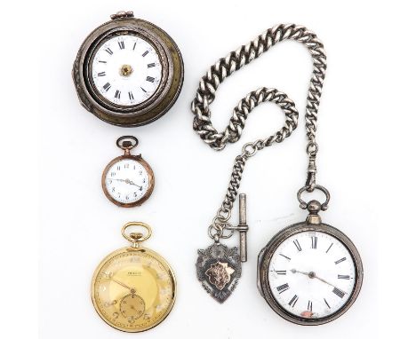 Consisting of silver pocket watch  Banks London  with chain  outer case and signet  18th century silver pocket watch  Josephs