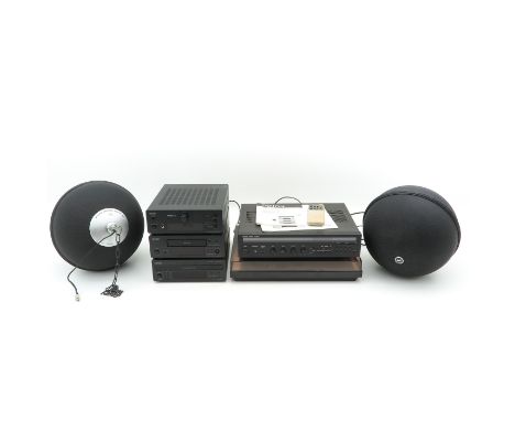 consisting of 2 speakers  brand JVC  record player B &amp; O  and audio equipment  brand Denon