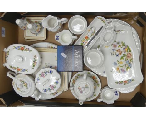 Selection of Aynsley 'Cottage Garden' Part Tea/Dinner set to include Two Tea Pots, Three Milk Jugs, Four Saufley Dishes and S