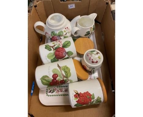 Portmerion, A Collection of Pamona Teaware including Tray, Teapot Storage Jars, Jug and Lidded Sugar Bowl (1 Tray)